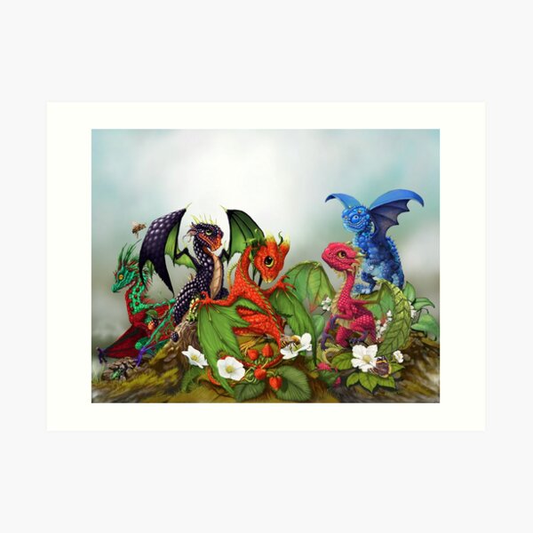 Mixed berry dragons Art Print
