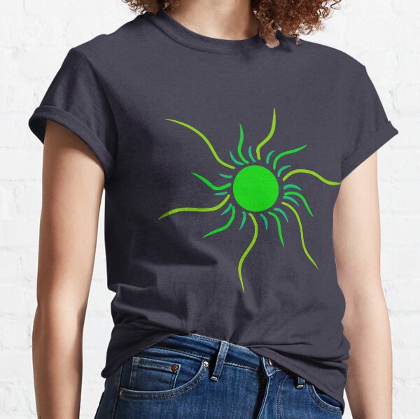 Hippie trippy green sun Classic T-Shirt