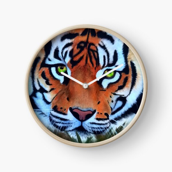 Vista previa del artículo con la obra «Grandes felinos Tigre de Bengala Pintura de cara Imagen de animal brillante y vibrante», diseñado y vendido por Julieford.