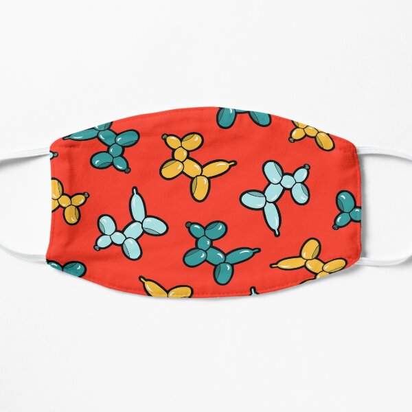 Balloon Animal Dogs Pattern in Red Flat Mask
