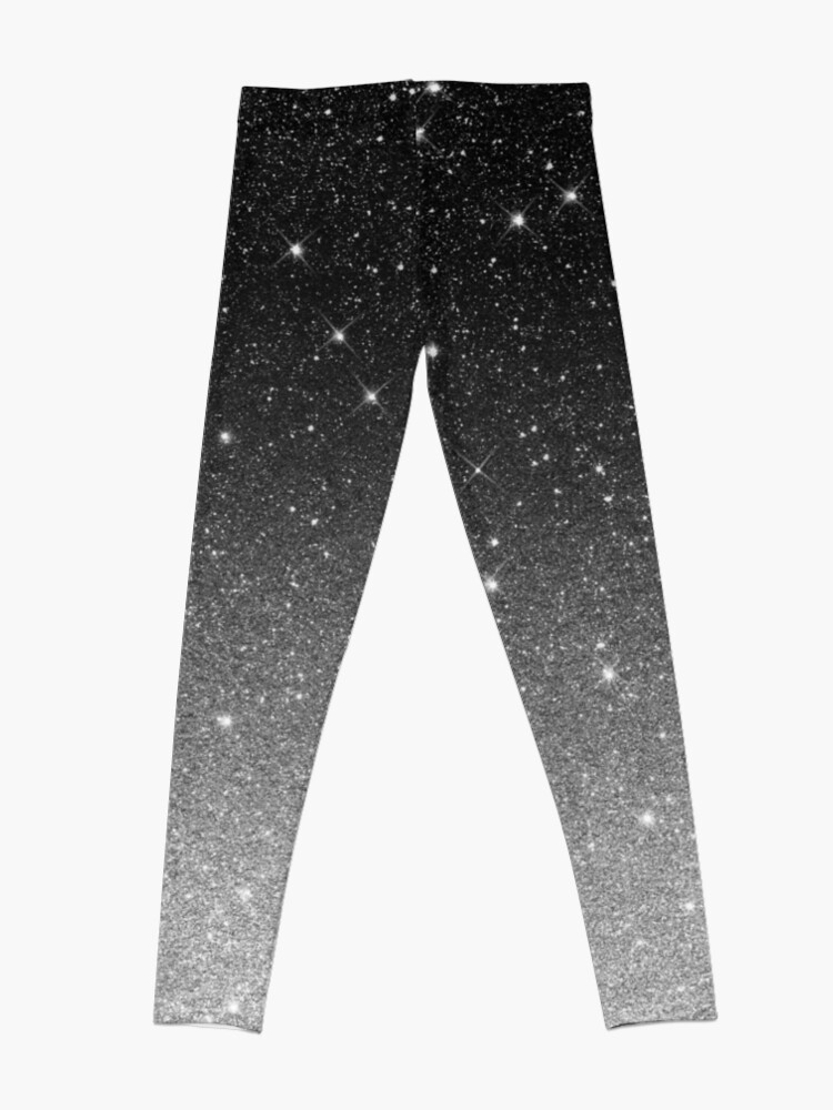 Black Silver Grey Sparkle Ombre Glitter Leggings for Sale by