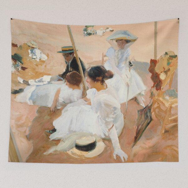 Item preview, Joaquín Sorolla - Under the awning, on the Beach at Zarauz designed and sold by Impressionist Masters.