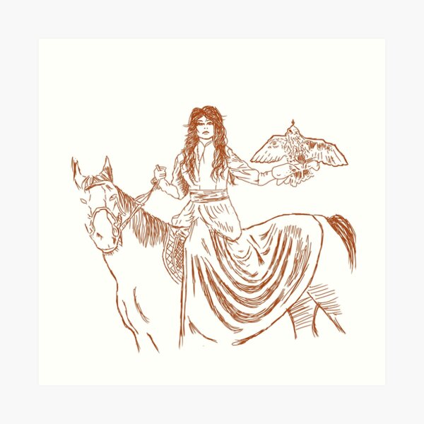 Falcon trainer horse woman Art Print