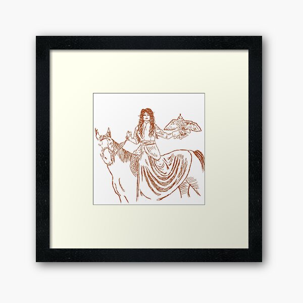 Falcon trainer horse woman Framed Art Print