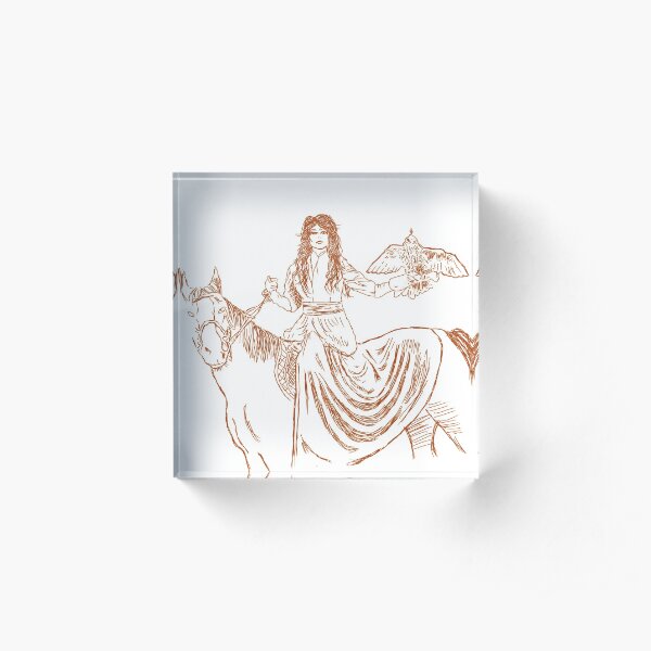 Falcon trainer horse woman Acrylic Block
