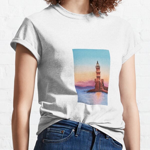 Landscape with a lighthouse with watercolor Classic T-Shirt