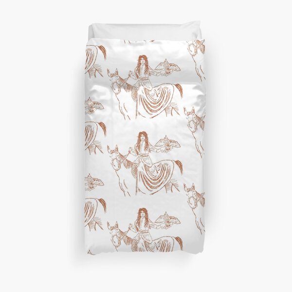 Falcon trainer horse woman Duvet Cover