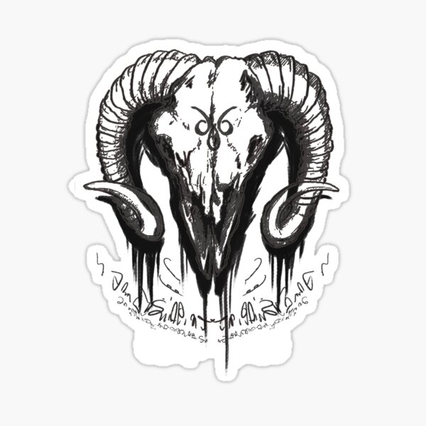 White Metal Skull Sticker