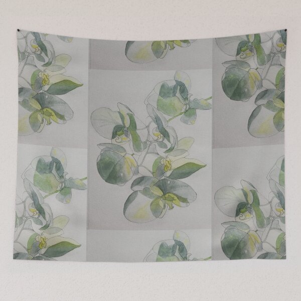 Item preview, White orchids watercolour painting designed and sold by esvb.