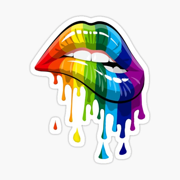 Rainbow Glitter Drip Lips SVG