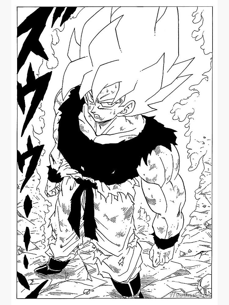 Super Saiyan Goku Manga Art Board Print By Weatherclues Redbubble