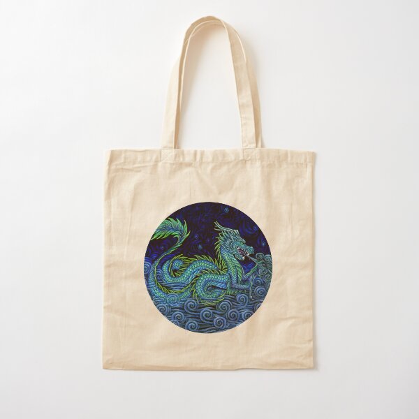 Chinese Azure Dragon Cotton Tote Bag