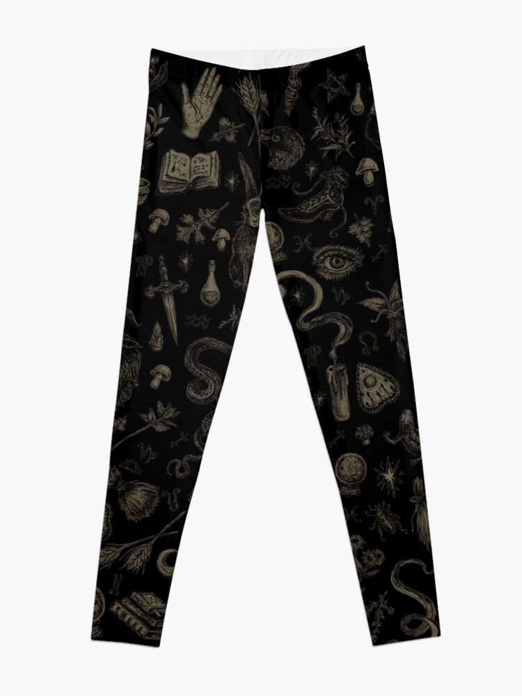 Thumbnail 3 of 5, Leggings, Just Witch Things (black and beige) designed and sold by Brett Manning.