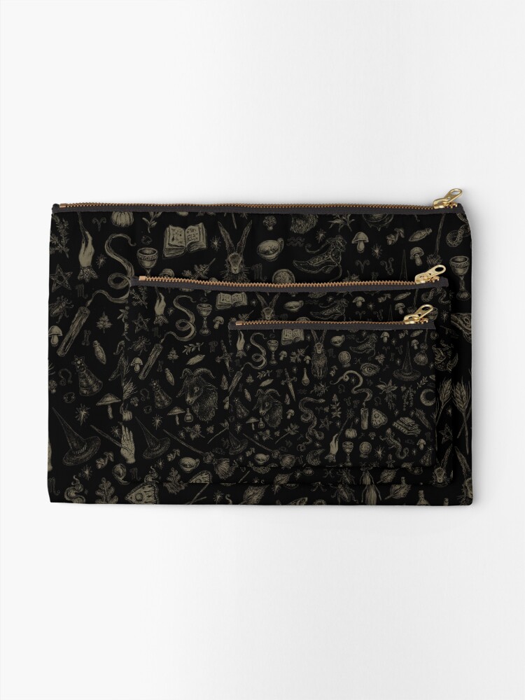 Alternate view of Just Witch Things (black and beige) Zipper Pouch