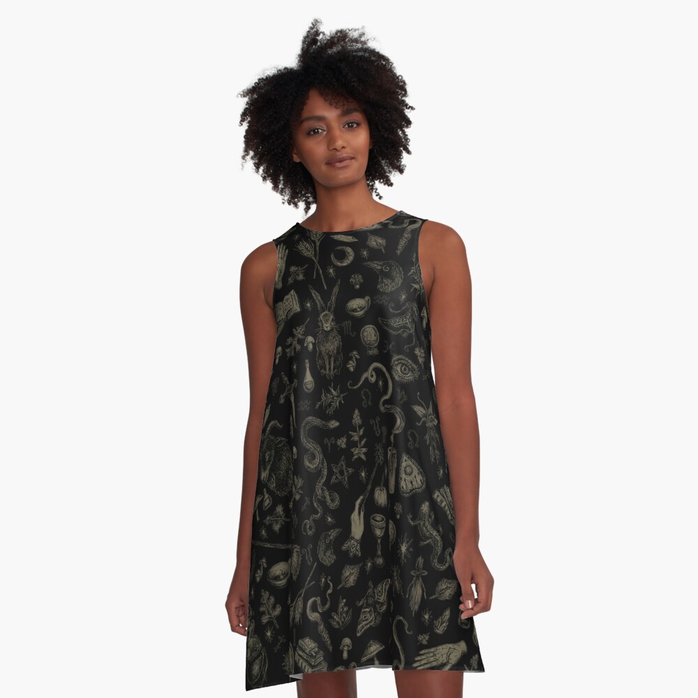 Just Witch Things (black and beige) A-Line Dress