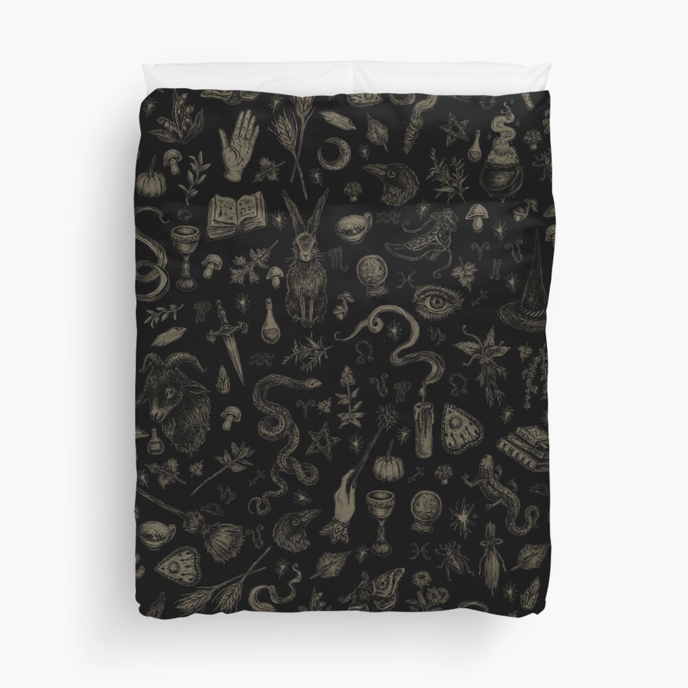 Just Witch Things (black and beige) Duvet Cover