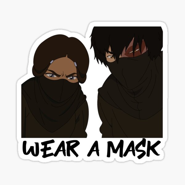 katara and zuko from avatar wear a mask Glossy Sticker