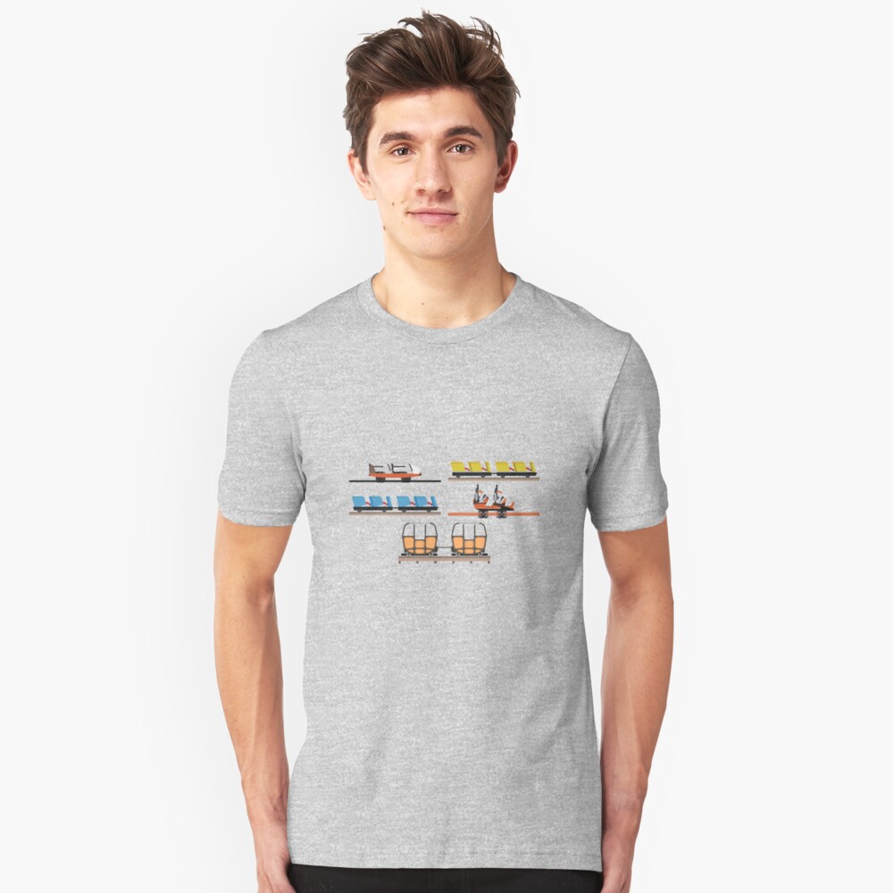 Indiana Beach Coaster Cars Design Slim Fit T-Shirt