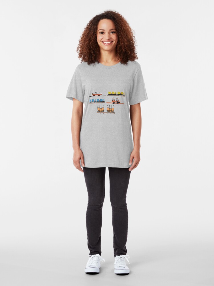 Alternate view of Indiana Beach Coaster Cars Design Slim Fit T-Shirt