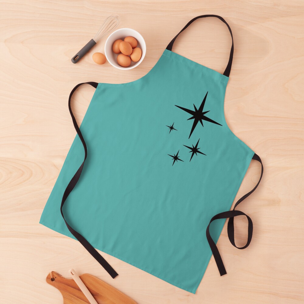 1950s Atomic Age Retro Starburst in Turquoise and Black Apron