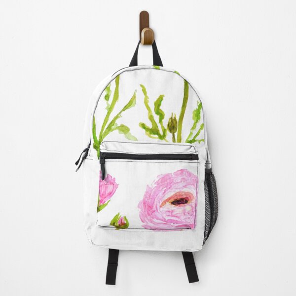 Item preview, hand painted 2 pink  ranunculus flowers designed and sold by ColorandColor.