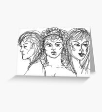 Drawing of Artemis, Aphrodite & Athena Greeting Card