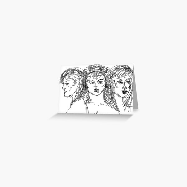 Drawing of Artemis, Aphrodite & Athena Greeting Card