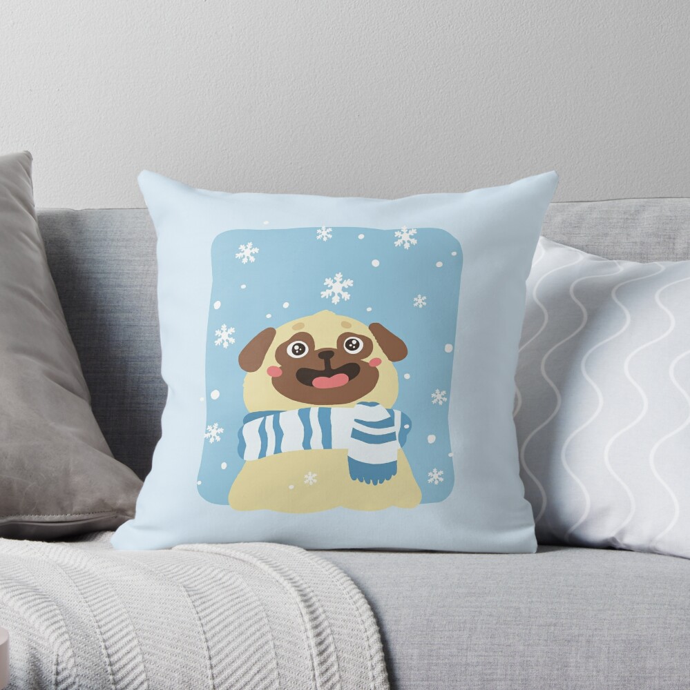 christmas pug pillow