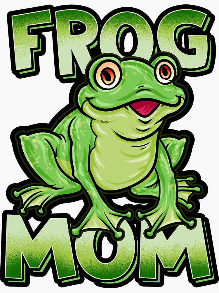 "Frog Mom Cute Frog Lover Graphic Design" Sticker by Teeming Redbubble