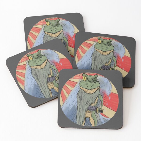 Item preview, Copy of ukiyo-e  japanese style samurai warrior frog (circle black bg)  designed and sold by metaltwister.