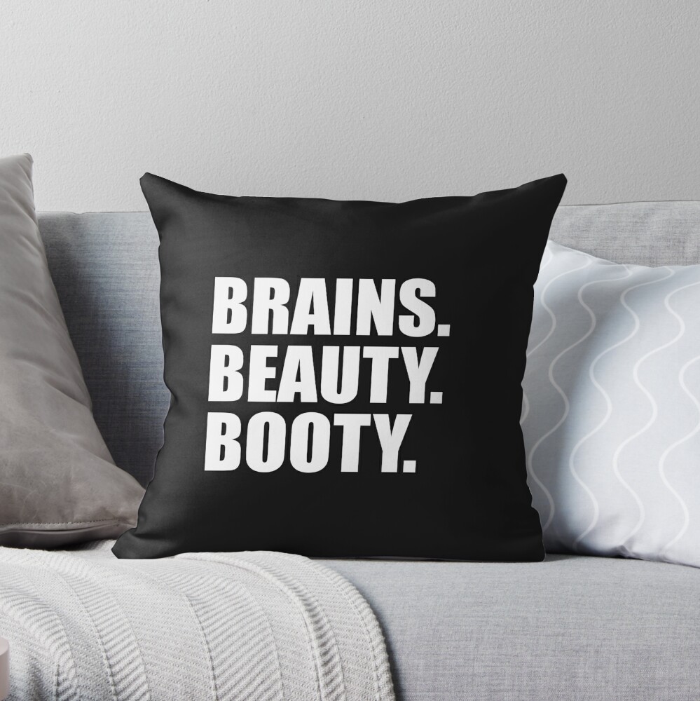 Brains Beauty Booty Slim Thick Curvy Curves Smart Throw Pillow By Losttribe Redbubble 