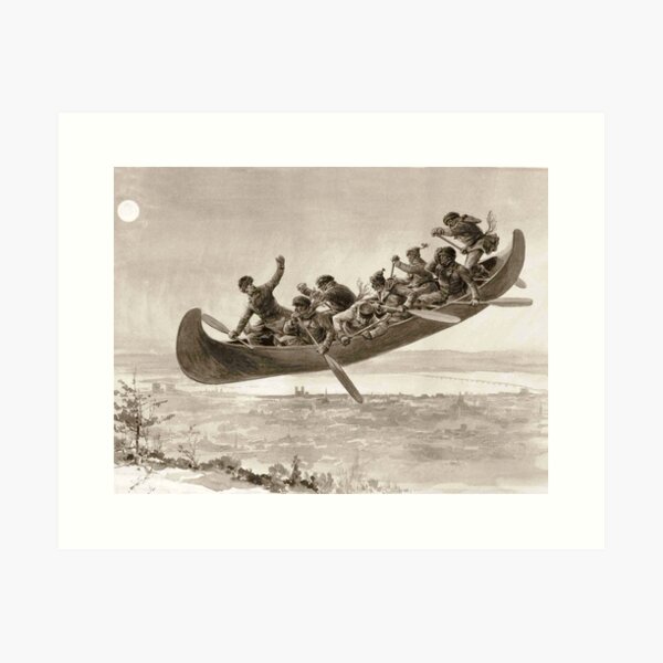 Item preview, La chase galerie by Henri Julien - Tshirt - The Bewitched Canoe - The Flying Canoe designed and sold by lapart.