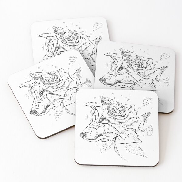 Item preview, Rose and flowery wolf designed and sold by RafaelLima7.
