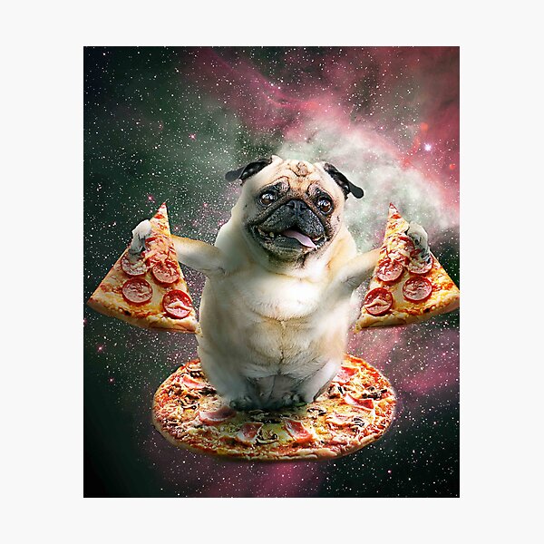 Item preview, Funny Space Pug Dog With Pizza designed and sold by SkylerJHill.