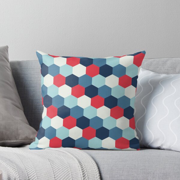 Item preview, Hexagonal Geometric Pattern 002 - Cyan Navy Blue Red designed and sold by AmpersandCuster.