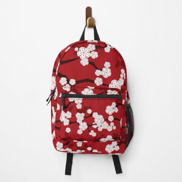 Item preview, White Oriental Cherry Blossoms On Red | Zen Japanese Sakura Flowers © fatfatin  designed and sold by fatfatin.