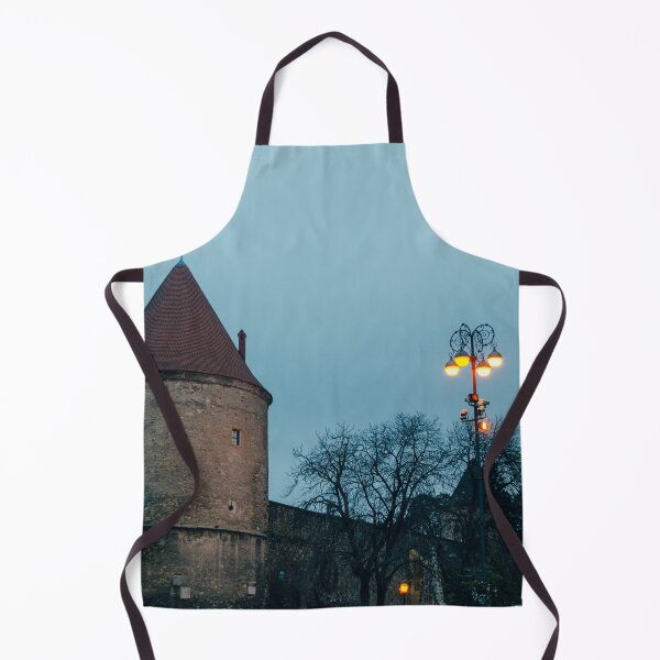 Item preview,  Croacia - Vista lateral de un pequeño castillo en la ciudad durante las primeras horas de la noche iluminado por luces incandescentes amarillas en el frío otoño. designed and sold by Carmen Jost.