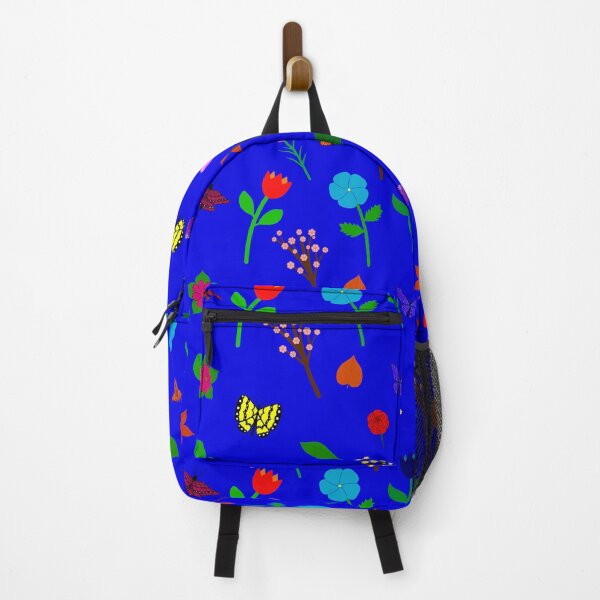 Item preview, Scattered Flowers and Butterflies, blue background designed and sold by StephOBrien.
