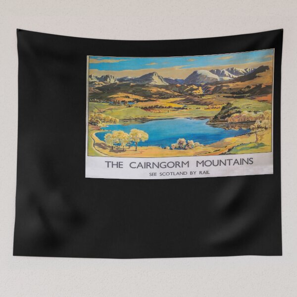Item preview, Caringorm Mountains vintage travel poster designed and sold by stickart-marek.
