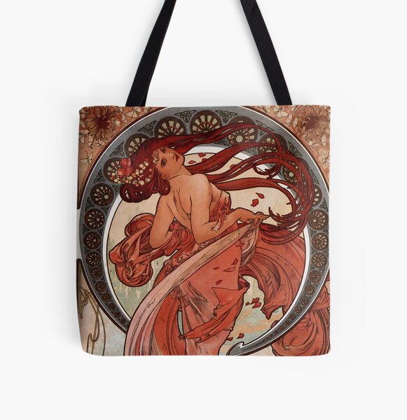 Leather Tote Bag Mucha Reverie Art Nouveau Shoulder Bag 