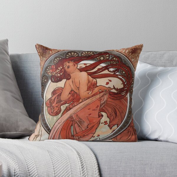 Dance,1898,Alphonse Mucha,art nouveau,litography Throw Pillow