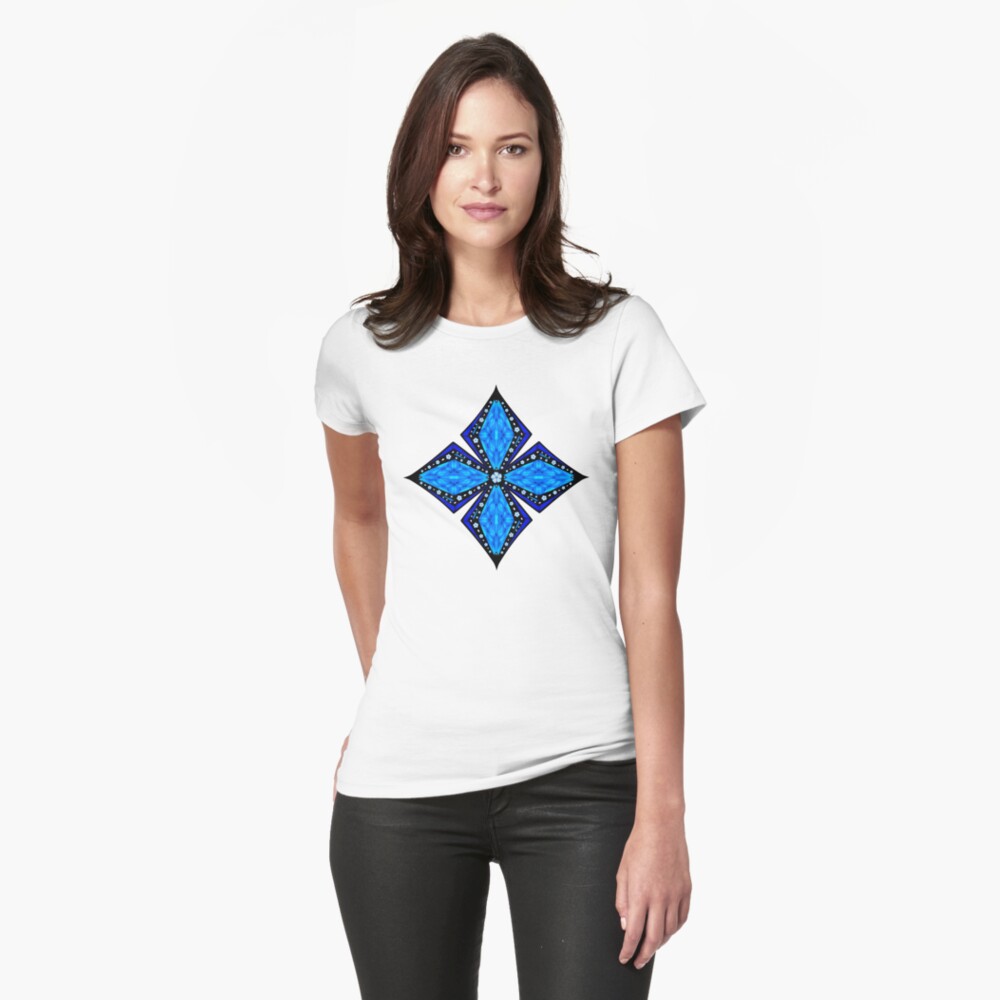 Onyx Beams of Flowers and Gems Fitted T-Shirt