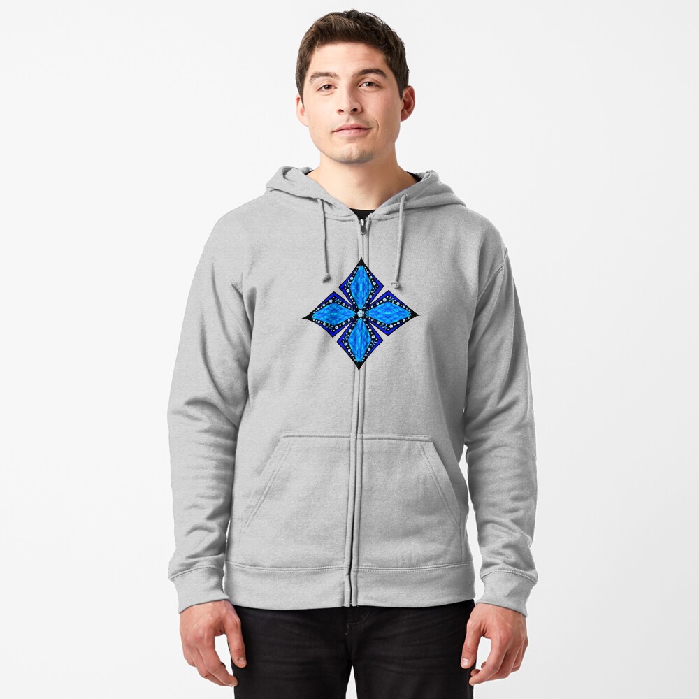 Onyx Beams of Flowers and Gems Zipped Hoodie