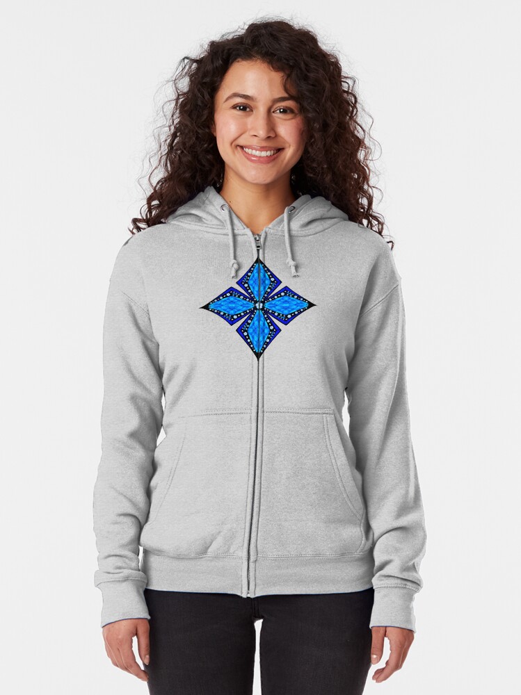 Alternate view of Onyx Beams of Flowers and Gems Zipped Hoodie