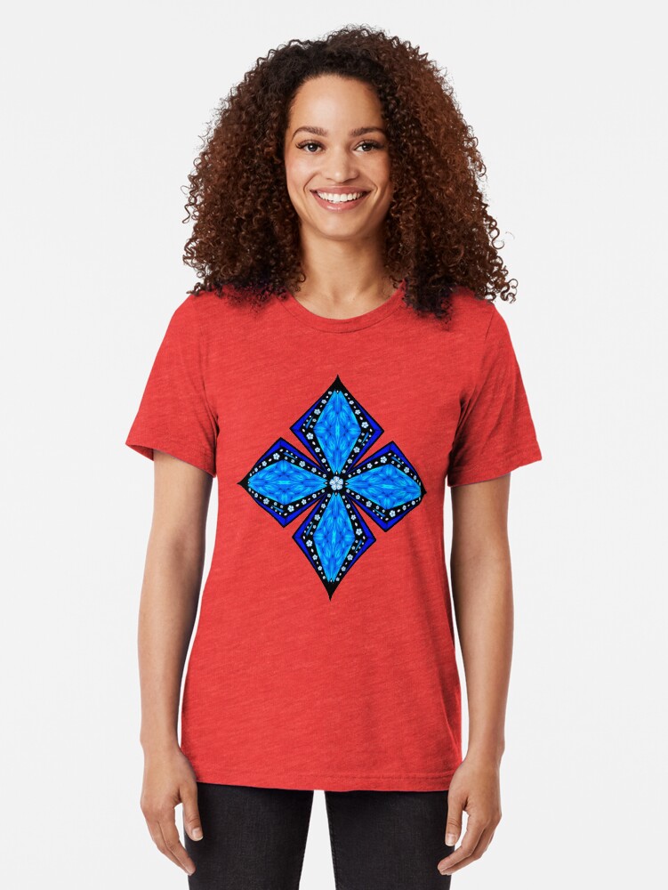 Alternate view of Onyx Beams of Flowers and Gems Tri-blend T-Shirt