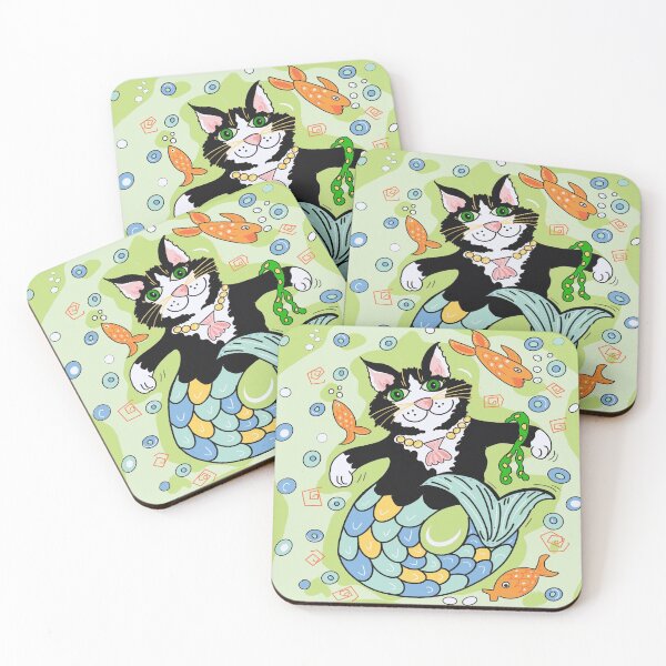 Item preview, Mermaid fantasy cat green designed and sold by OakendOriginals.