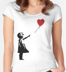 Banksy - Girl With Balloon Women's Fitted Scoop T-Shirt