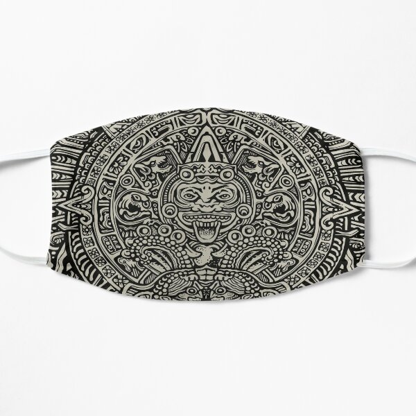 Ancient Mayan Aztec Calendar God Flat Mask