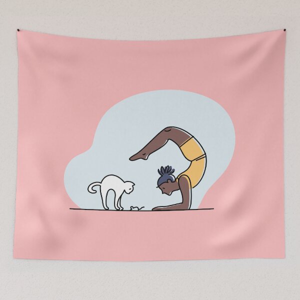Item preview, YOGA PRACTICE WITH CAT Scorpion handstand pose designed and sold by Trio's Stuff.