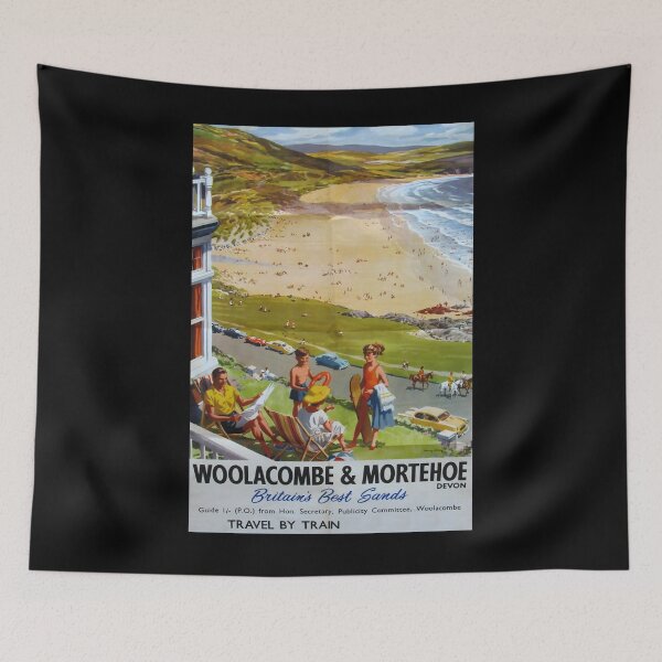 Item preview, Woolacombe and Morthehoe vintage travel poster designed and sold by stickart-marek.
